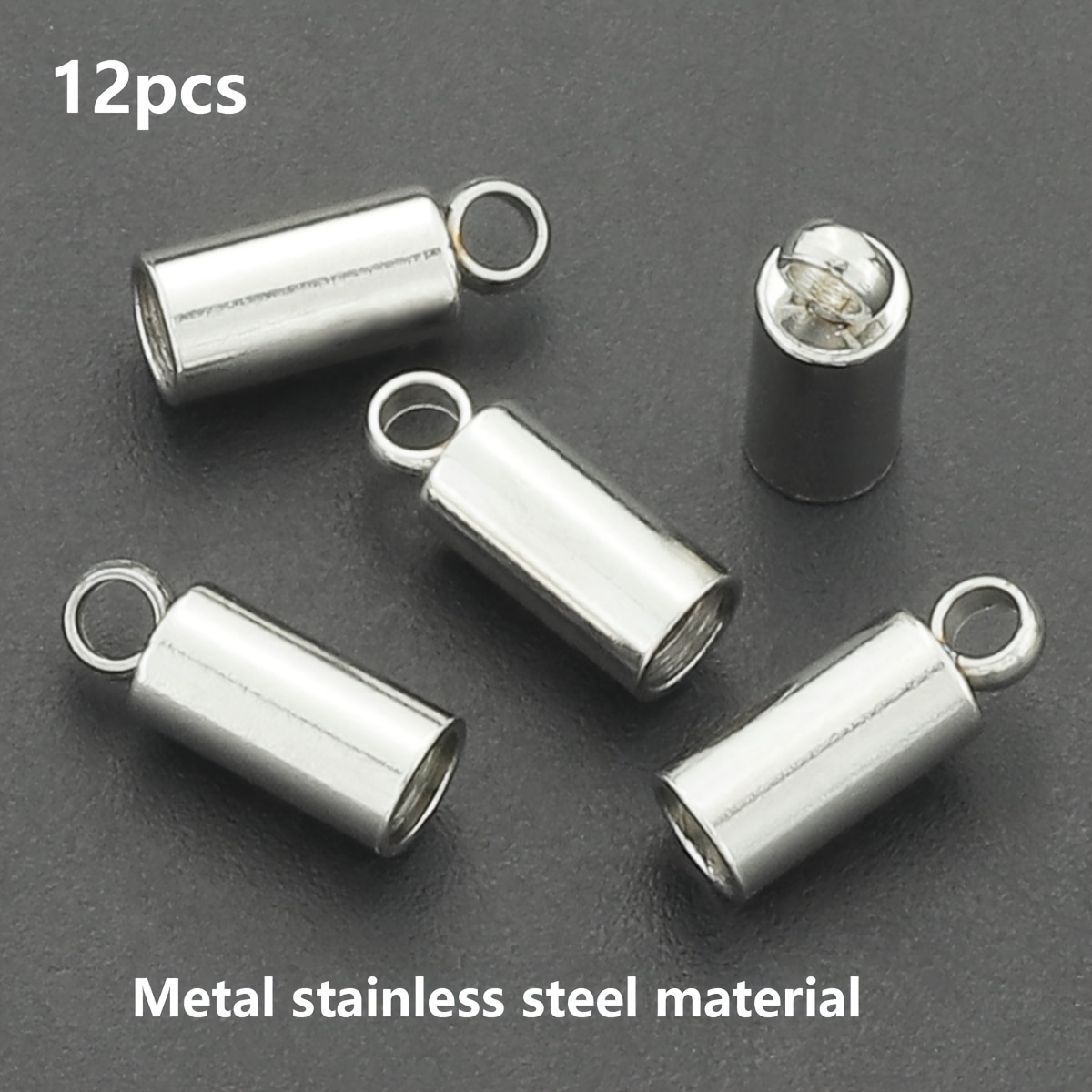 12pcs Stainless Steel Enamel Tassel Cap Cord Clasp Hook Connectors